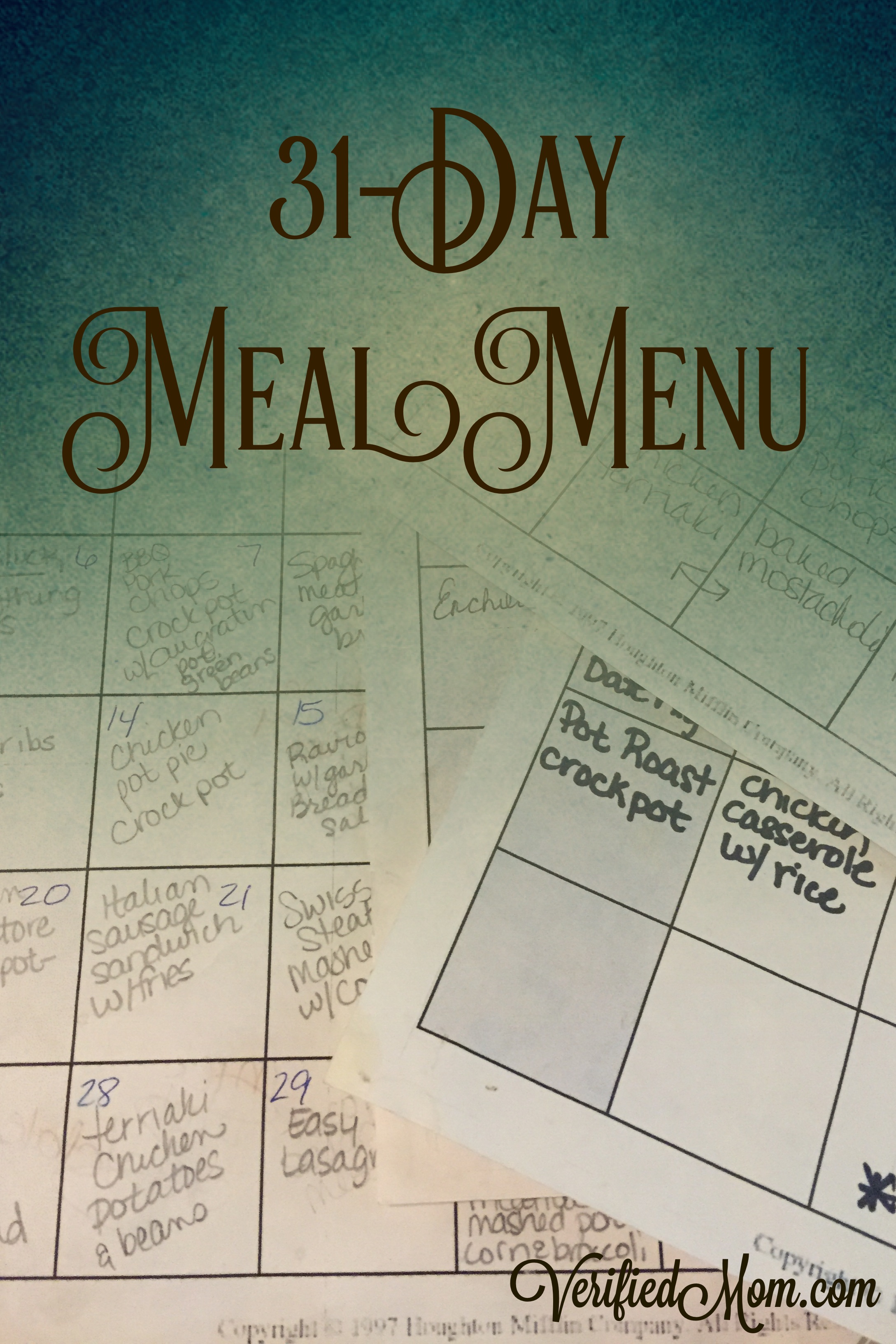 31 Day Meal Menu