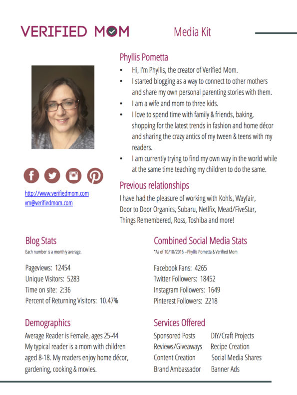 Verified Mom Fall 2016 Media Kit